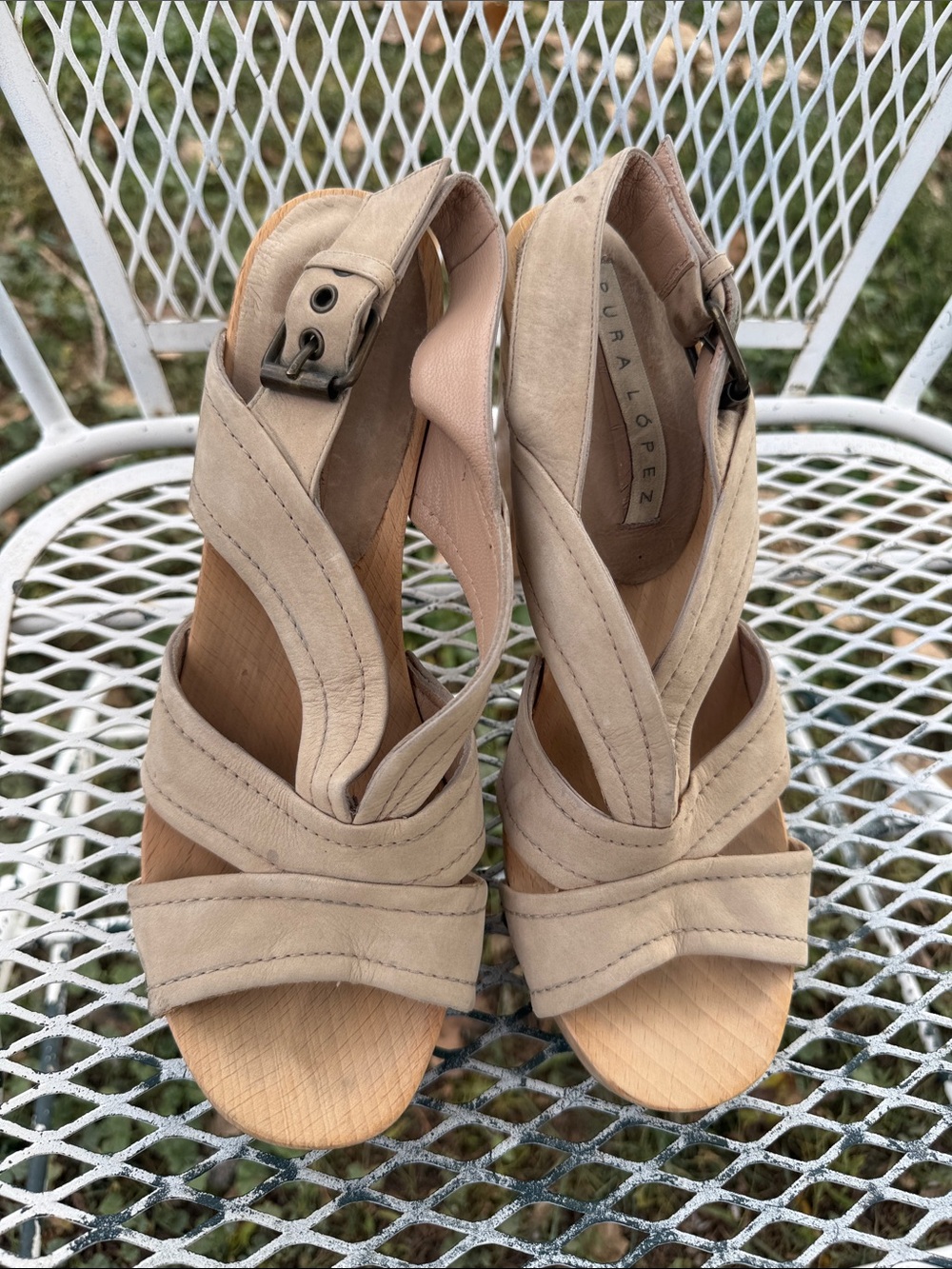 Pura Lopez wooden heeled sandals